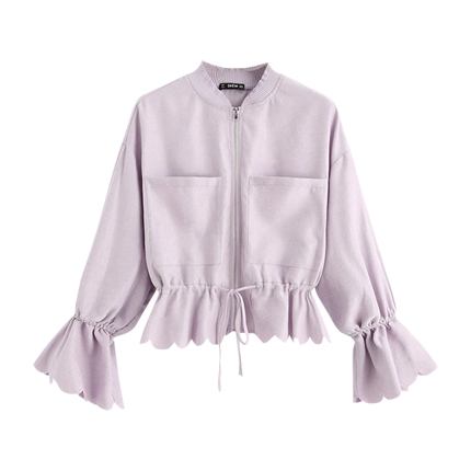 shop Bell Sleeve Pocket Front Scallop Jacket online shop Bell Sleeve Pocket Front Scallop Jacket online