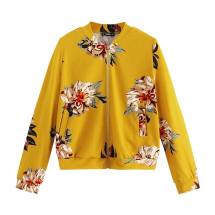 shop Zip Up Flower Print Jacket online shop Zip Up Flower Print Jacket online