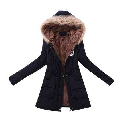 shop Contrast Lined Faux Fur Hood Parka Coat online shop Contrast Lined Faux Fur Hood Parka Coat online