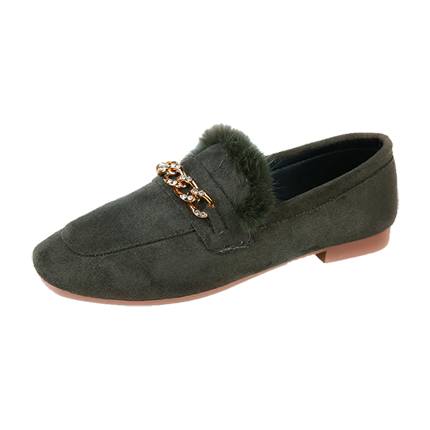 shop Chain Decor Fluffy Flat Loafers online shop Chain Decor Fluffy Flat Loafers online