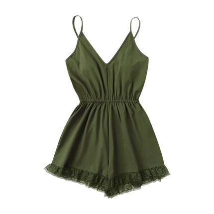 shop Lace Hem V Neckline Cami Romper online shop Lace Hem V Neckline Cami Romper online