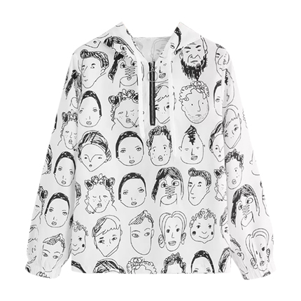 shop Drawstring Hoodie Figure Print Jacket online shop Drawstring Hoodie Figure Print Jacket online