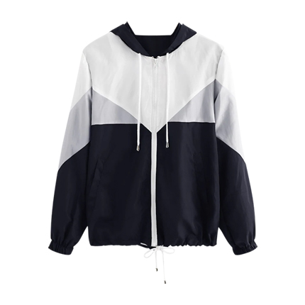 shop Color Block Drawstring Hem Hooded Jacket online shop Color Block Drawstring Hem Hooded Jacket online