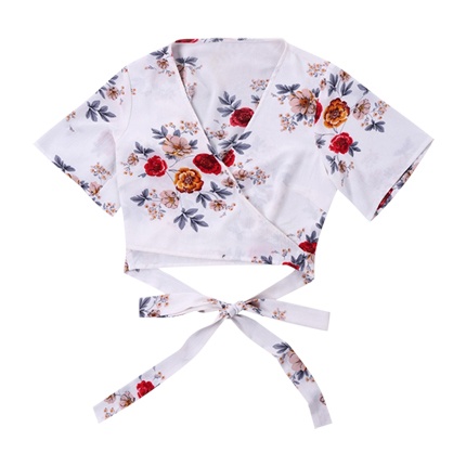 shop Floral Printed Crop Wrap Blouse online shop Floral Printed Crop Wrap Blouse online