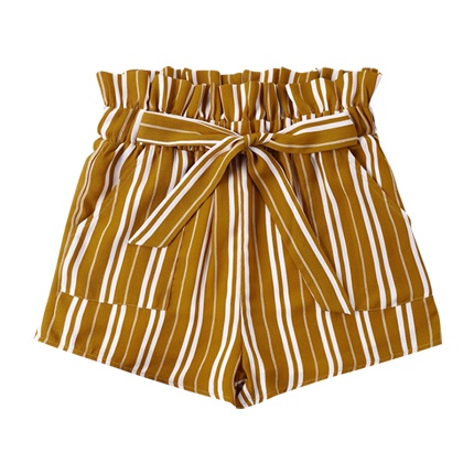 frill trim tie waist striped shorts