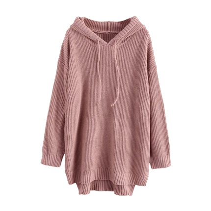 shop High Low Hem Hooded Knitted Dress online shop High Low Hem Hooded Knitted Dress online