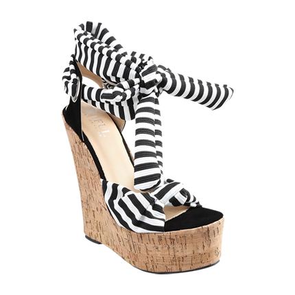 shop Lace Up Striped Knot Wedge Heel Sandals online shop Lace Up Striped Knot Wedge Heel Sandals online
