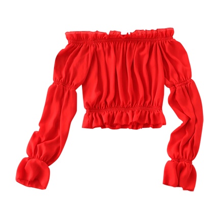 shop Ruffles Cropped Off Shoulder Blouse online shop Ruffles Cropped Off Shoulder Blouse online