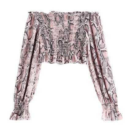 shop Off Shoulder Snakeskin Print Crop Blouse online shop Off Shoulder Snakeskin Print Crop Blouse online