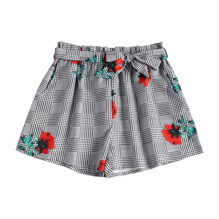 shop Flora Plaid Belted Shorts online shop Flora Plaid Belted Shorts online
