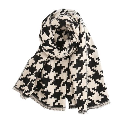 shop Houndstooth Decorative Fringe Shawl Scarf online shop Houndstooth Decorative Fringe Shawl Scarf online