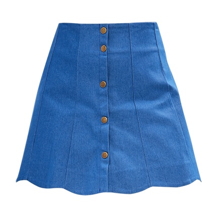shop Button Fly Scalloped Denim Skirt online shop Button Fly Scalloped Denim Skirt online