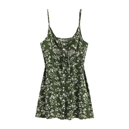 shop Floral Button Tie Front Mini A Line Dress online shop Floral Button Tie Front Mini A Line Dress online