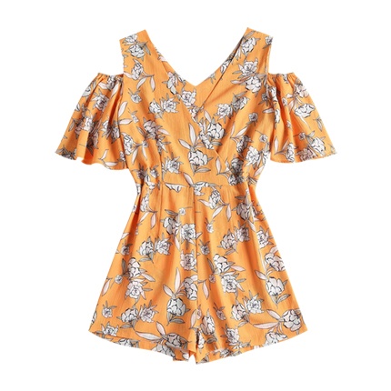 shop Surplice Cold Shoulder Romper online shop Surplice Cold Shoulder Romper online