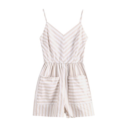 shop Front Pockets Striped Romper online shop Front Pockets Striped Romper online