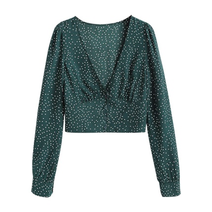 shop Polka Dot Plunge Crop Blouse online shop Polka Dot Plunge Crop Blouse online
