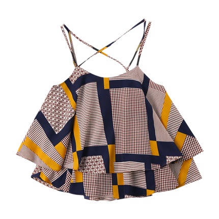 shop Patchwork Print Cami Strap Blouse online shop Patchwork Print Cami Strap Blouse online