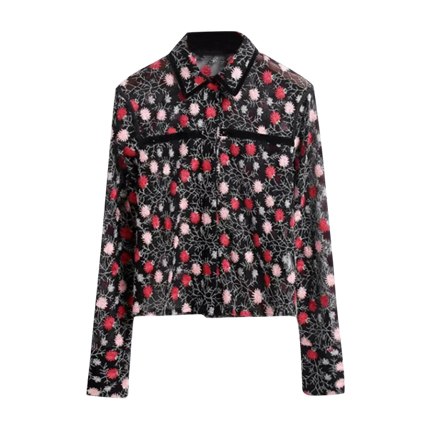 shop Floral Embroidered See-Through Shirt online shop Floral Embroidered See-Through Shirt online