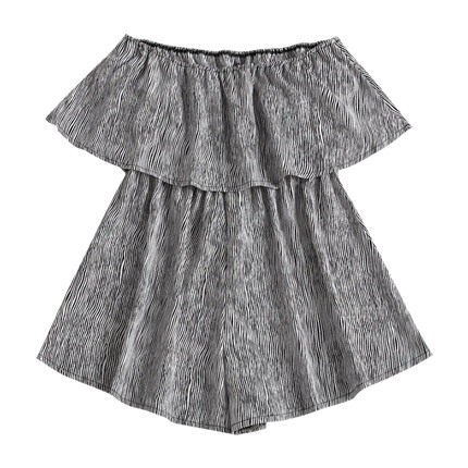 shop Striped Overlay Strapless Romper online shop Striped Overlay Strapless Romper online