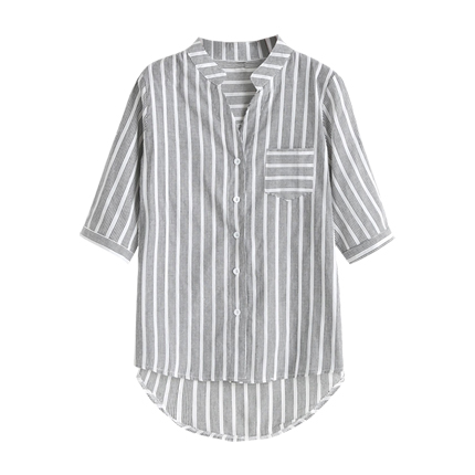 shop Stripes Pocket High Low Shirt online shop Stripes Pocket High Low Shirt online