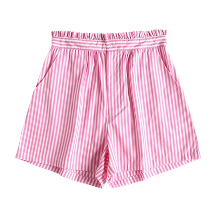 velvet contrast trim elastic waist shorts