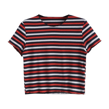 shop Striped Ribbed Cropped Tee online shop Striped Ribbed Cropped Tee online