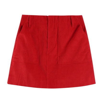 shop Corduroy Pocket Short Skirt online buy skirts - Corduroy Pocket Short Skirt similar to Cotton Printed Trim Long Skirt