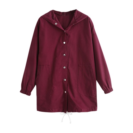 shop Pockets Hooded Snap Button Coat online shop Pockets Hooded Snap Button Coat online