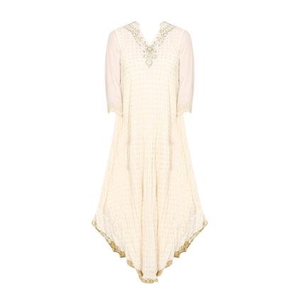 shop online Off White Asymmetric Poly Metallic Cotton Kurta shop online Off White Asymmetric Poly Metallic Cotton Kurta