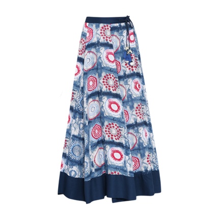 shop Women Blue & White Printed Maxi Flared Skirt online shop Women Blue & White Printed Maxi Flared Skirt online