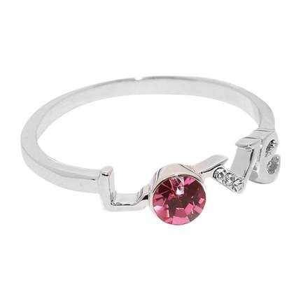 shop Yellow Chimes Swarovski Collection Silver-Toned & Pink Rhodium-Plated Ring online shop Yellow Chimes Swarovski Collection Silver-Toned & Pink Rhodium-Plated Ring online
