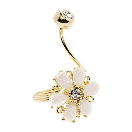 shop Gold-Toned & White Embellished Floral Ring online shop Gold-Toned & White Embellished Floral Ring online