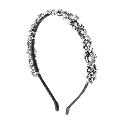 shop The Hairklip Black & Silver-Toned Stone-Studded Floral Hairband online shop The Hairklip Black & Silver-Toned Stone-Studded Floral Hairband online