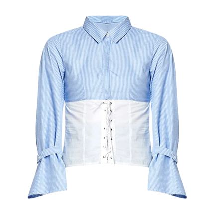 shop Blue & White Tara Knotted Corset Shirt online shop Blue & White Tara Knotted Corset Shirt online
