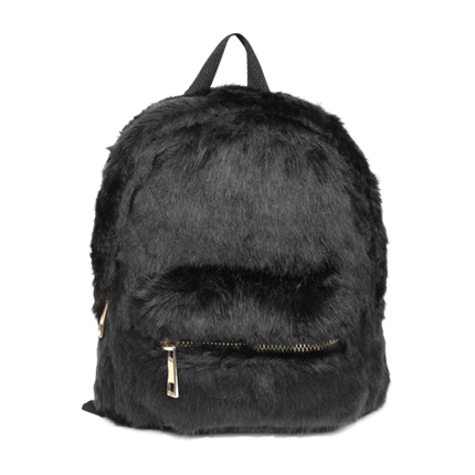 black fluffy backpack