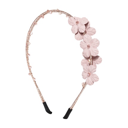 shop online Ayesha Dusty Pink Beaded Hairband with Floral Detailing shop online Ayesha Dusty Pink Beaded Hairband with Floral Detailing