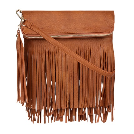 shop online 20Dresses Brown Foldover Fringed Sling Bag shop online 20Dresses Brown Foldover Fringed Sling Bag