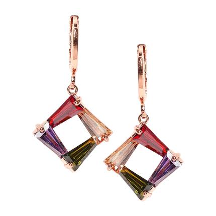 shop online Rose-Gold Plated Handcrafted Square Drop Earrings shop online Rose-Gold Plated Handcrafted Square Drop Earrings