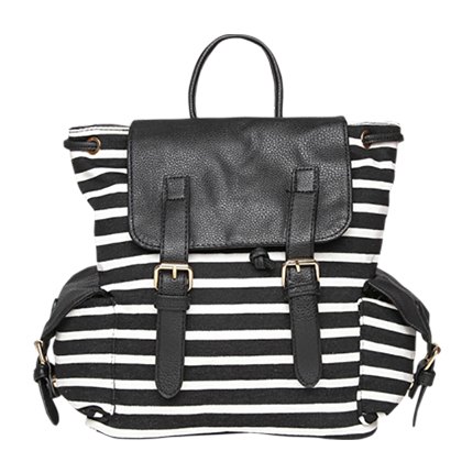 shop online Red pout Women Black & White Striped Backpack shop online Red pout Women Black & White Striped Backpack