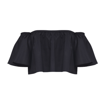 shop online Harpa Women Black Solid Off-Shoulder Crop Top shop online Harpa Women Black Solid Off-Shoulder Crop Top
