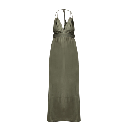 Olive Green Solid Maxi Dress ...