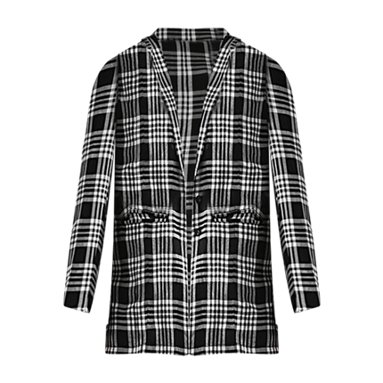 shop Black & White Checked Single-Breasted Casual Blazer online shop Black & White Checked Single-Breasted Casual Blazer online