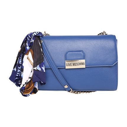 shop LOVE MOSCHINO Blue Handmade Sling Bag with Scarf online shop LOVE MOSCHINO Blue Handmade Sling Bag with Scarf online