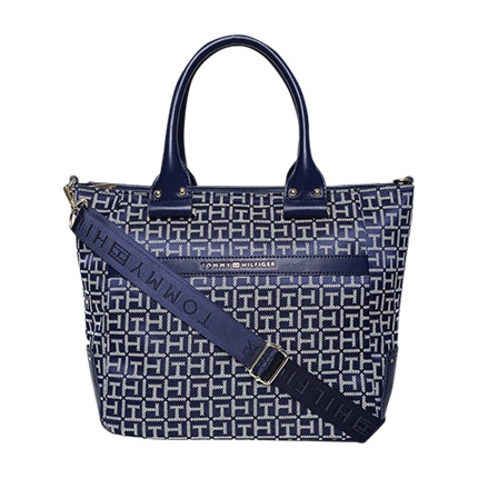 shop Tommy Hilfiger Navy Blue Printed Handheld Bag online shop Tommy Hilfiger Navy Blue Printed Handheld Bag online