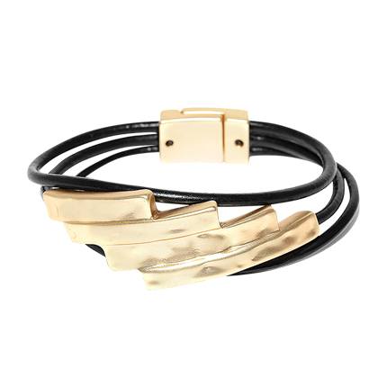 shop online Thingalicious Black & Gold-Toned Leather Bracelet shop online Thingalicious Black & Gold-Toned Leather Bracelet