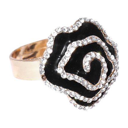 shop Black & Gold-Toned Stone-Studded Adjustable Ring online shop Black & Gold-Toned Stone-Studded Adjustable Ring online