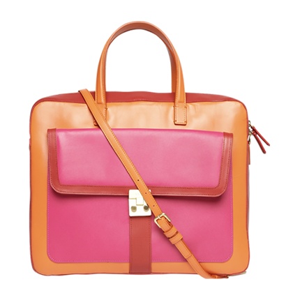 shop VIARI Women Pink & Orange Colourblocked Leather Laptop Bag online shop VIARI Women Pink & Orange Colourblocked Leather Laptop Bag online