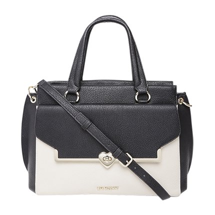 shop online LOVE MOSCHINO Black & White Colourblocked Handmade Handbag with Sling Strap shop online LOVE MOSCHINO Black & White Colourblocked Handmade Handbag with Sling Strap