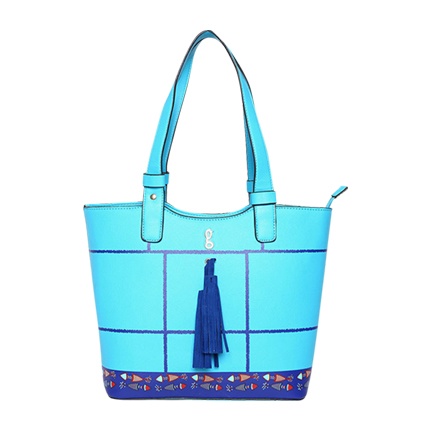 shop Global Desi Blue Checked Tote Bag online shop Global Desi Blue Checked Tote Bag online
