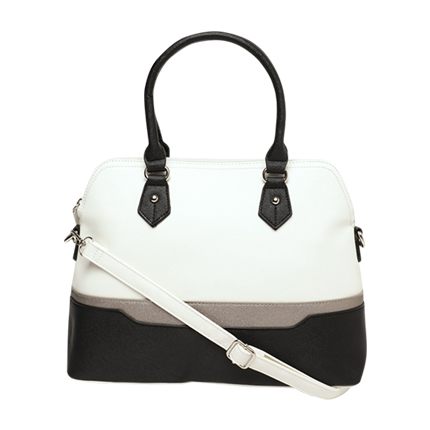 shop Mast & Harbour White & Black Colourblocked Handheld Bag online shop Mast & Harbour White & Black Colourblocked Handheld Bag online